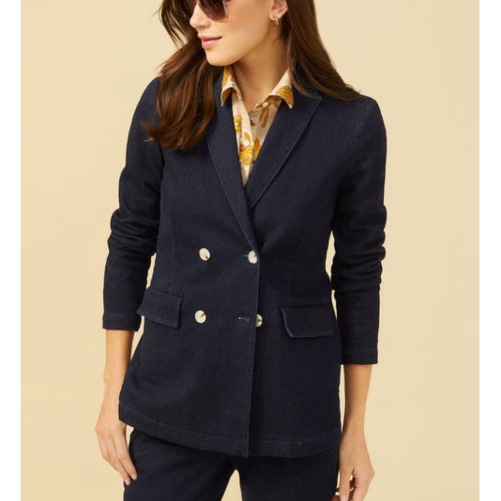 J.McLaughlin Double Breasted Ressie Denim Blazer Jacket Size 6